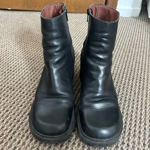 Leather square toe boots